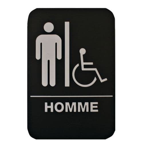 Plaque de signalisation - Toilettes hommes - PVC rigide - Noir