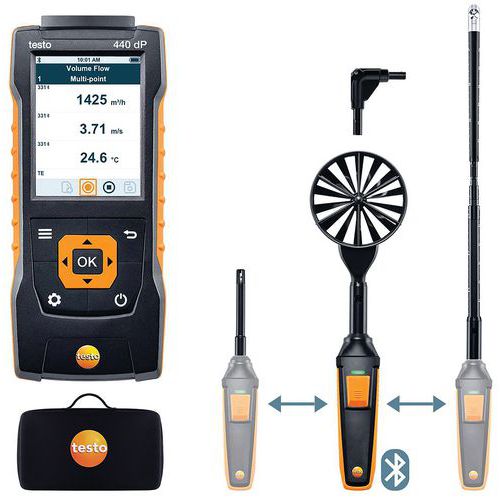 Kit 2 vitesse d'air avec Bluetooth® - Testo 440 delta P