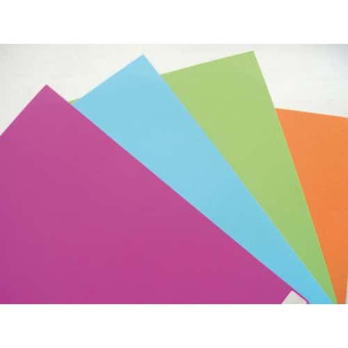 Boite de 25 couvertures lisses A4 couleurs tendances assorties - Pavo