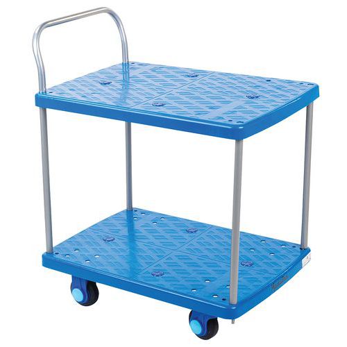 Chariot plastique 2 plateaux - Force 150 kg - Manutan Expert