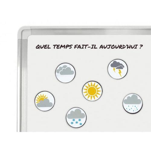 Lot 6 aimants météo illustrés sur les 2 faces Ø 40 mm - Wonday