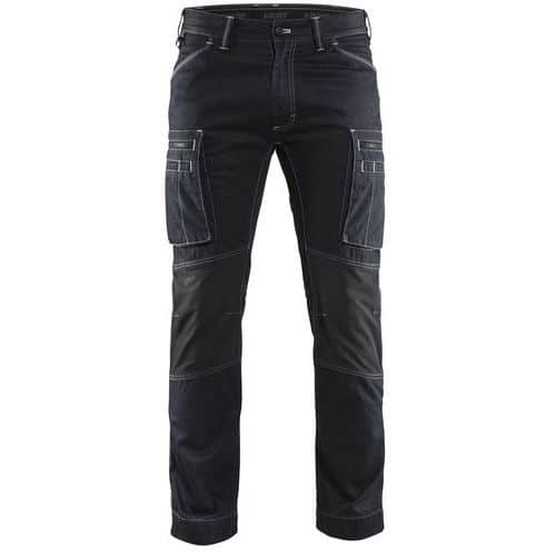 Pantalon services denim stretch marine/noir