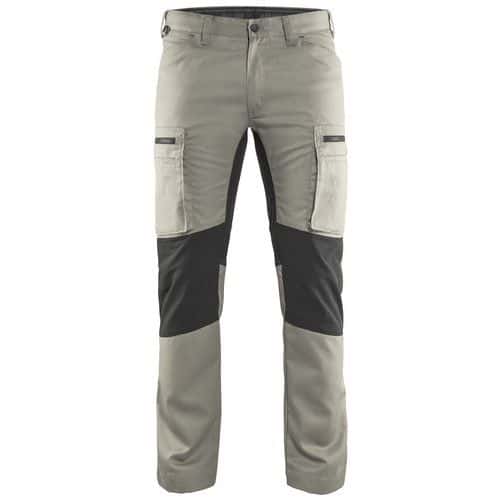 Pantalon services stretch beige/noir