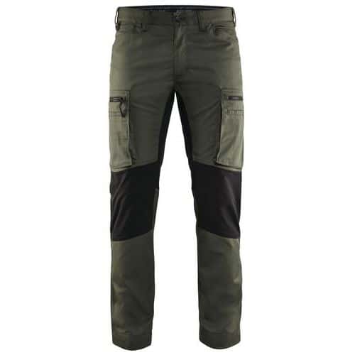 Pantalon services stretch vert armée/noir