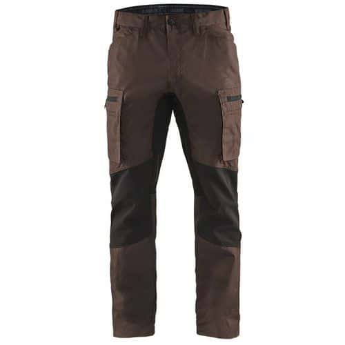 Pantalon services stretch marron/noir