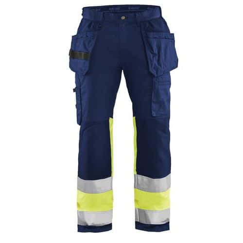 Pantalon artisan haute visibilité stretch marine/jaune fluorescent