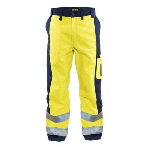 Pantalon haute visibilité jaune fluorescent/marine, genoux préformés