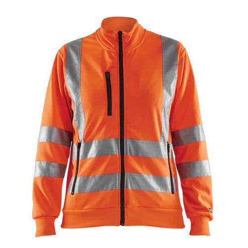 Sweat zippé haute visibilité femme orange fluorescent