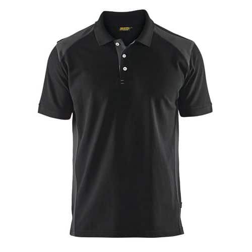 Polo piqué noir/gris foncé