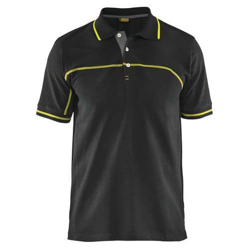 Polo bicolore noir/jaune fluorescent