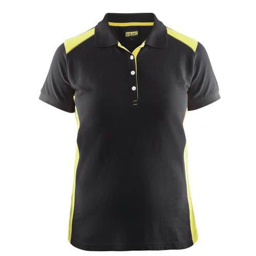 Polo femme noir/jaune fluorescent