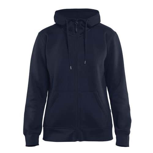 Sweat zippé à capuche femme marine