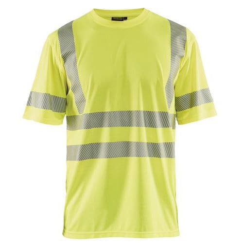 T-shirt anti-UV haute visibilité jaune fluorescent, col rond