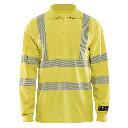 Polo piqué manches longues multinormes inhérent jaune fluo