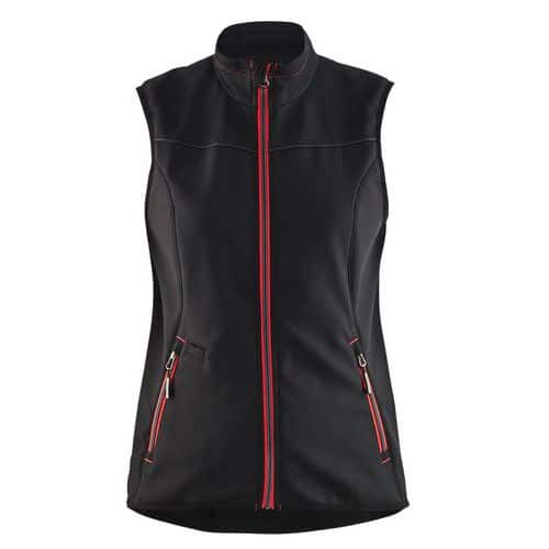 Gilet sans manche softshell femme noir/rouge