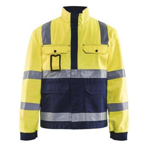 Veste haute visibilité jaune fluorescent/marine avec soufflet