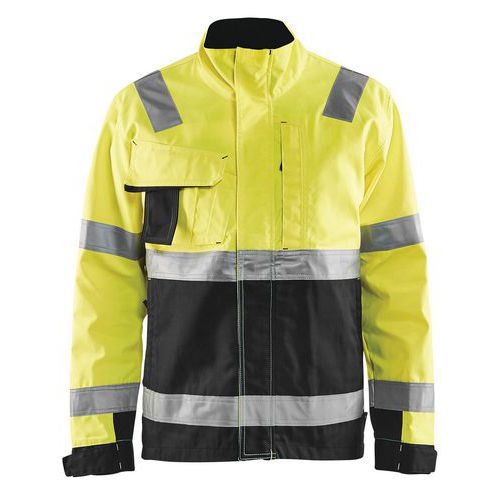 Veste haute visibilité jaune fluorescent/noir col haut