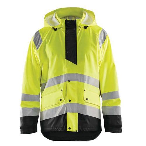 Veste de pluie haute visibilité niveau 1 jaune fluo/noir, bas réglable