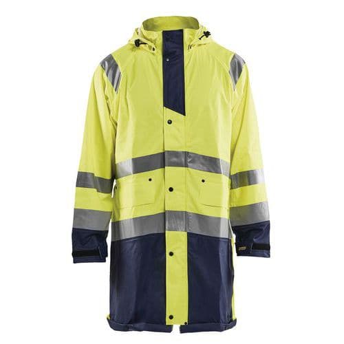 Veste de pluie haute visibilité niveau 1 jaune fluorescent/marine