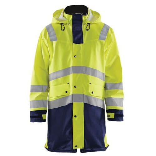 Veste de pluie HV niveau 3 jaune fluo/marine, fermeture robuste