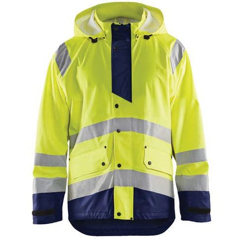 Veste de pluie haute visibilité niveau 3 jaune fluorescent/marine