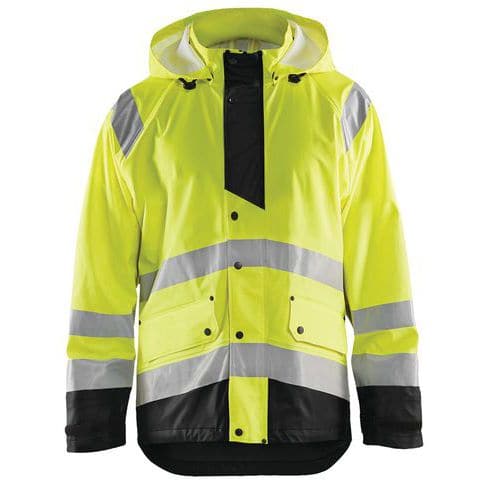 Veste de pluie haute visibilité niveau 3 jaune fluorescent/noir