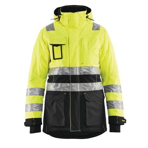 Parka hiver haute visibilité femme jaune fluorescent/noir