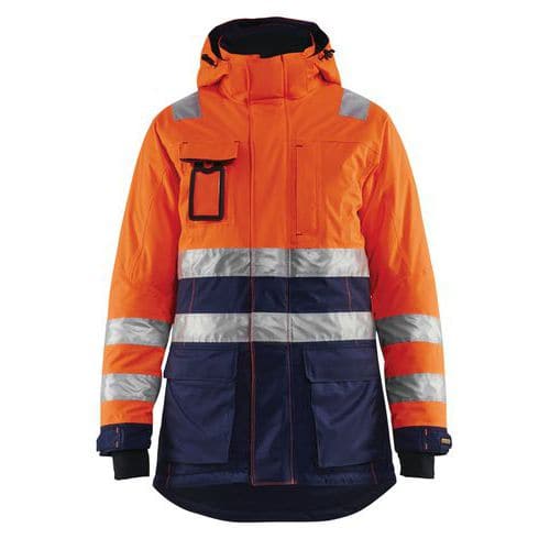 Parka hiver haute visibilité femme orange fluorescent/marine - Manutan.fr