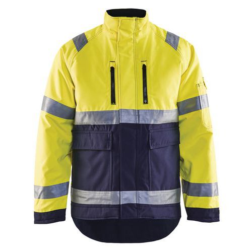 Veste hiver haute visibilité polyester jaune fluo/marine, respirant