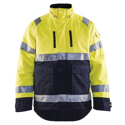 Veste hiver haute visibilité polyester jaune fluo/marine, resistant