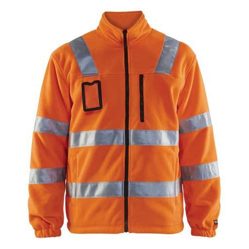 Veste polaire haute visibilité orange fluorescent, doublure nylon