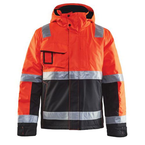 Veste haute visibilité hiver stretch 2D rouge fluorescent/noir