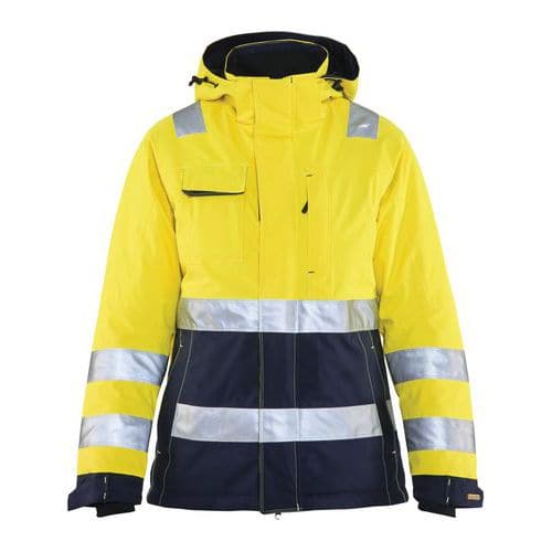 Veste hiver haute visibilité femme jaune fluorescent/marine