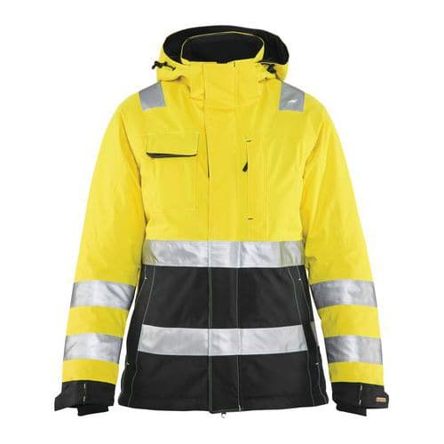 Veste hiver haute visibilité femme jaune fluorescent/noir