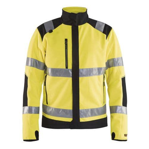 Veste polaire coupe-vent haute visibilité jaune fluorescent/noir