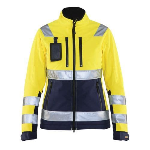 Veste softshell haute visibilité femme jaune fluorescent/marine