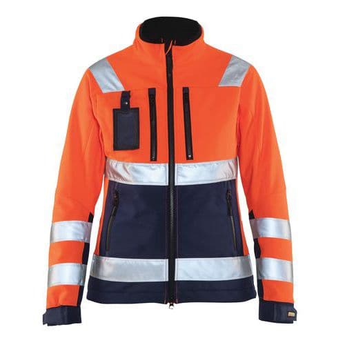 Veste softshell haute visibilité femme orange fluorescent/marine