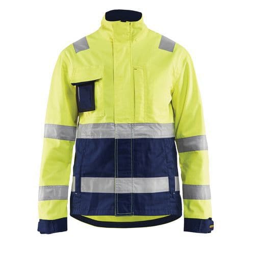 Veste haute visibilité femme jaune fluorescent/marine