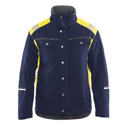 Veste artisan hiver marine/jaune fluorescent