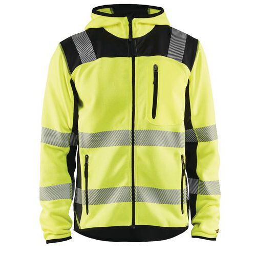 Veste tricotée à capuche haute visibilité jaune fluorescent/noir