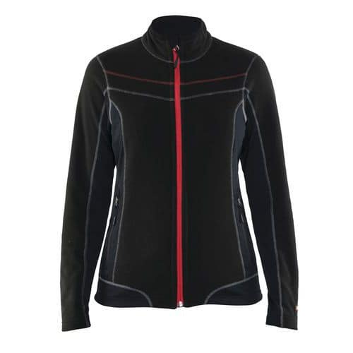 veste micropolaire femme noir/rouge