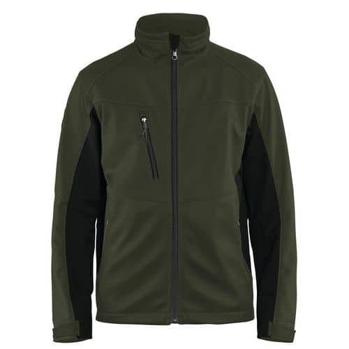 Veste softshell vert olive/noir, col en molleton