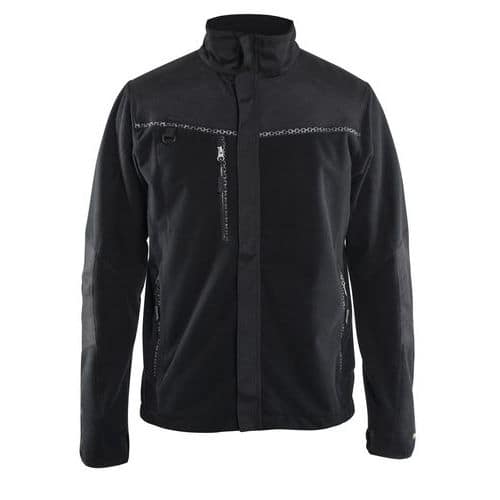 Veste polaire coupe-vent noir, col en molleton