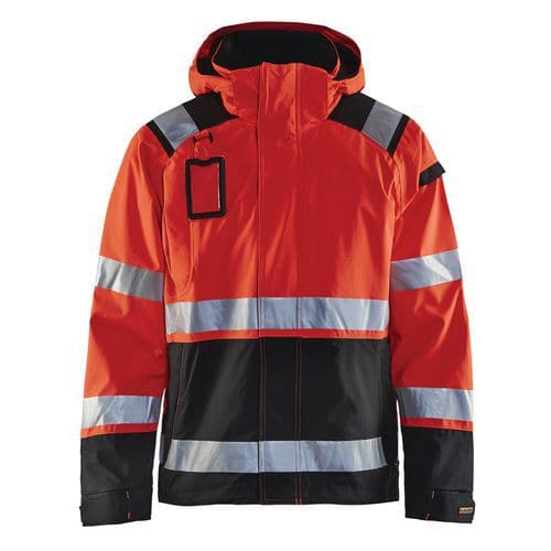 Veste hardshell haute visibilité rouge fluorescent/noir