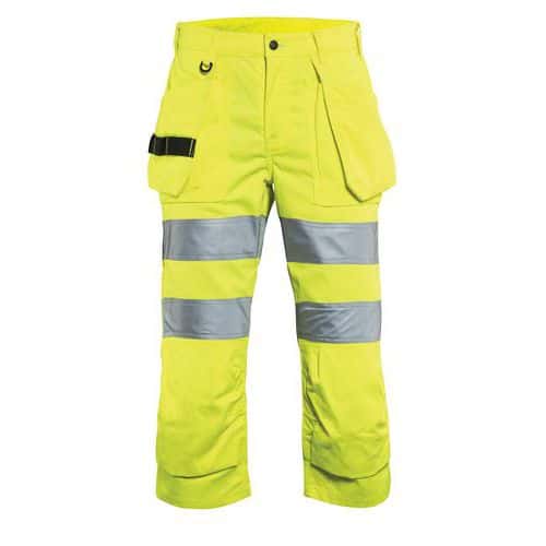 Pantacourt haute visibilité femme jaune fluorescent