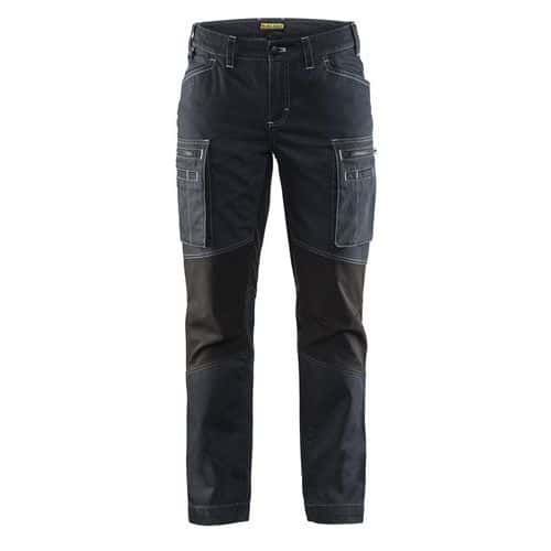 Pantalon services stretch femme marine/noir, lavage industriel