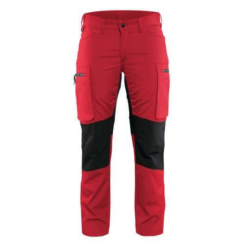 Pantalon services stretch femme rouge/noir