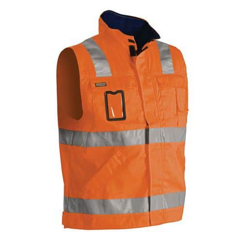 Gilet sans manche haute visibilité orange fluorescent/marine