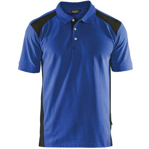 Polo piqué bleu roi et noir