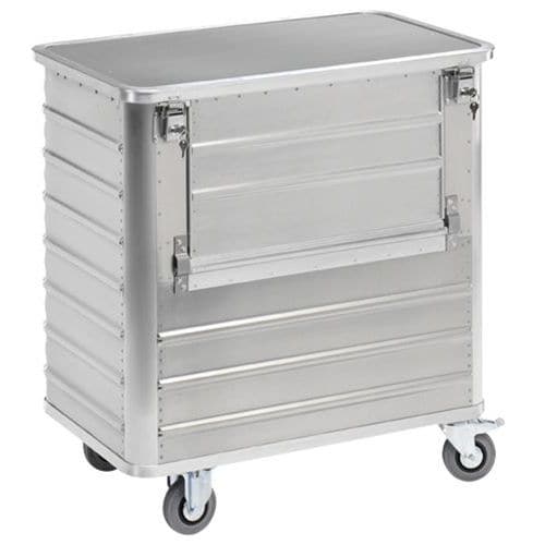 Chariot conteneur aluminium - panneau 1/2 rabattable - Capacité 355 L à 1050 L